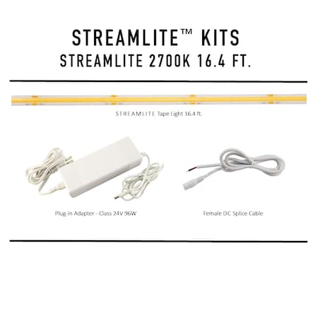 Diode Led Tape Light Wet Location 3000K, 16.4 ft. 24V Female DC Plug DI-KIT-24V-STMLT-W-30K-016-FDC